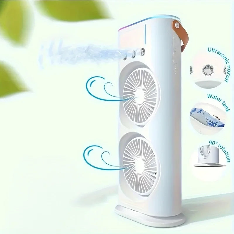 Dual-Head Portable Cooling Fan