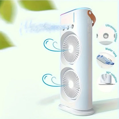 Dual-Head Portable Cooling Fan