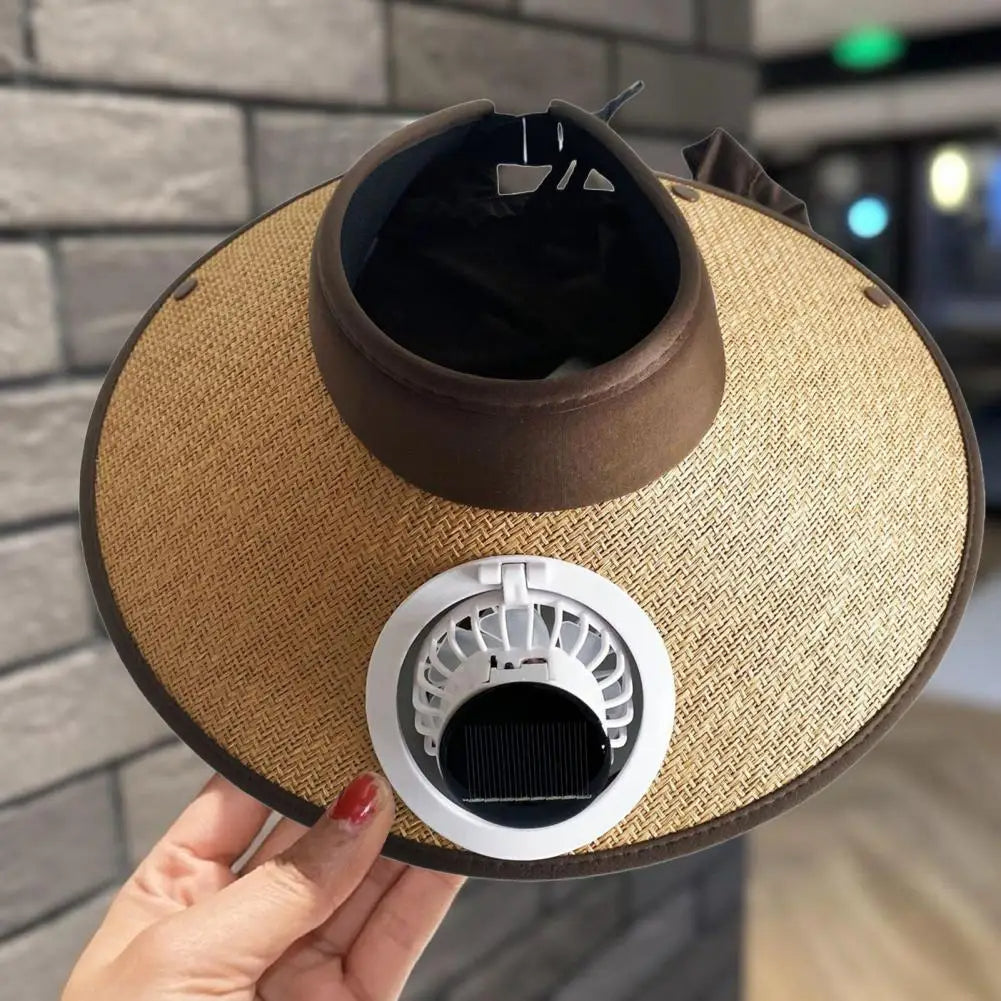 Wide Brim Sun Hat with Solar Fan