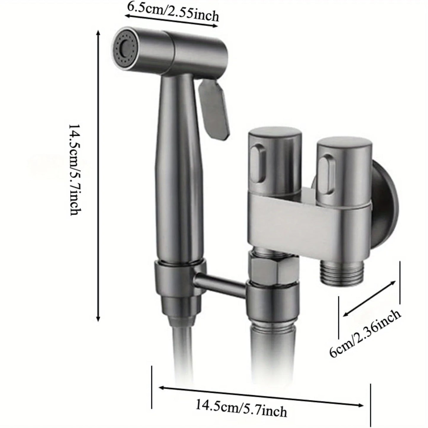 Double Control Toilet Bidet Sprayer Handheld Attachment with Pressure Control