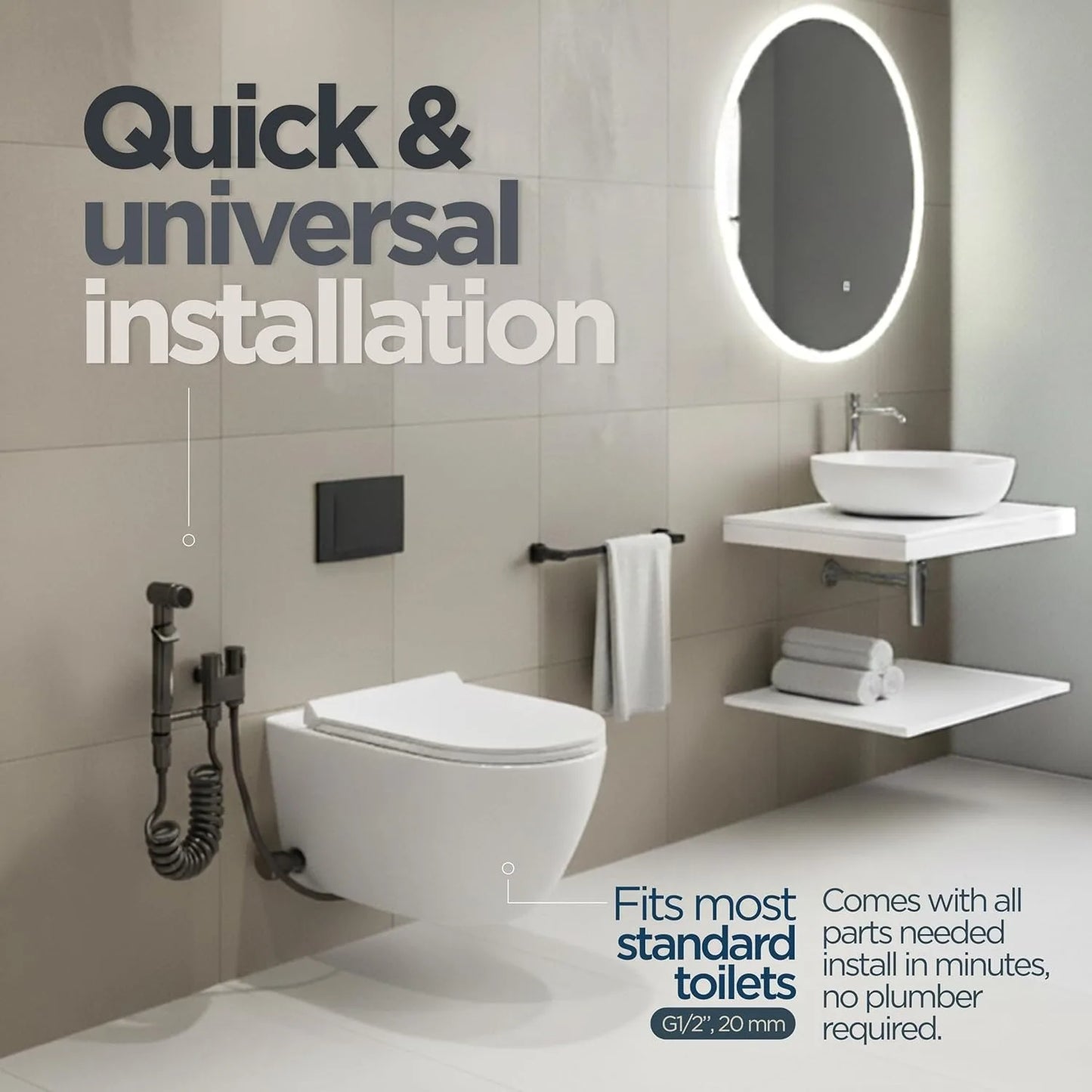 Double Control Toilet Bidet Sprayer Handheld Attachment with Pressure Control