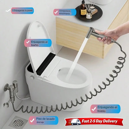 Double Control Toilet Bidet Sprayer Handheld Attachment with Pressure Control