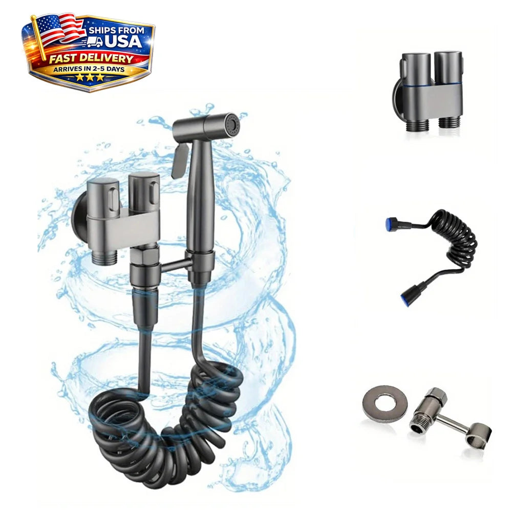 Double Control Toilet Bidet Sprayer Handheld Attachment with Pressure Control