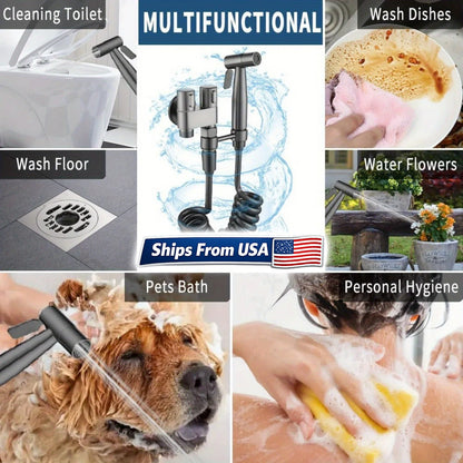 Double Control Toilet Bidet Sprayer Handheld Attachment with Pressure Control