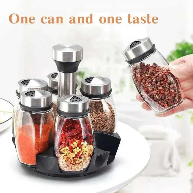 Rotating Spice Bottle Set Glass