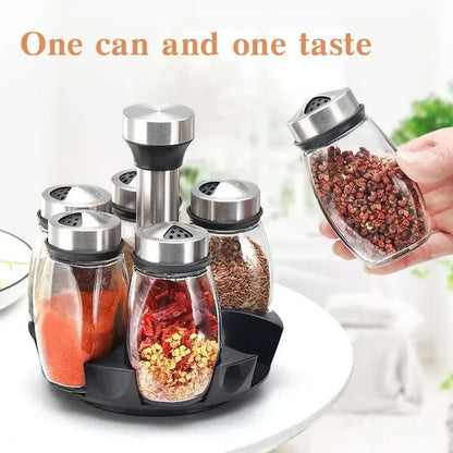 Rotating Spice Bottle Set Glass