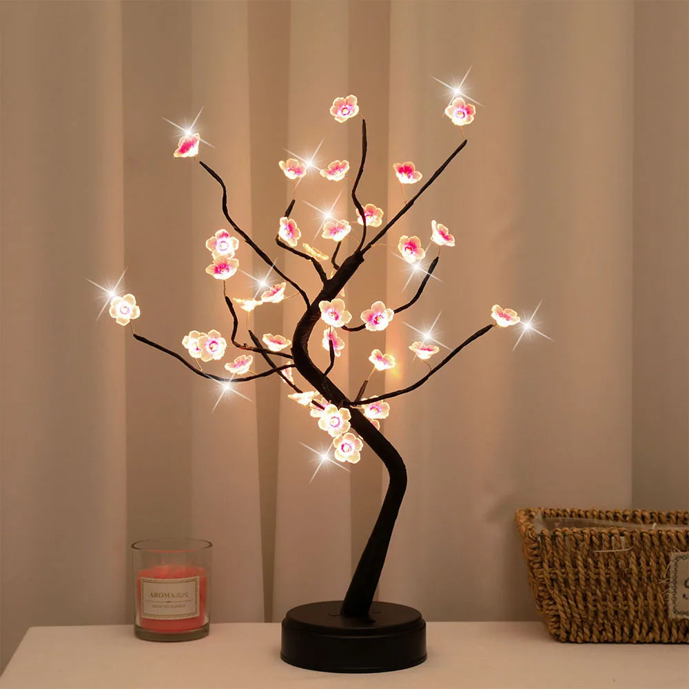 Cherry Blossom Bonsai Tree Night Light USB/Battery Powered Touch Switch