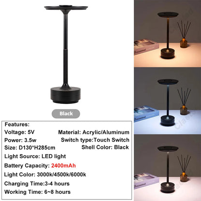 Rechargeable Wireless Table Lamp LED Touch Sensor