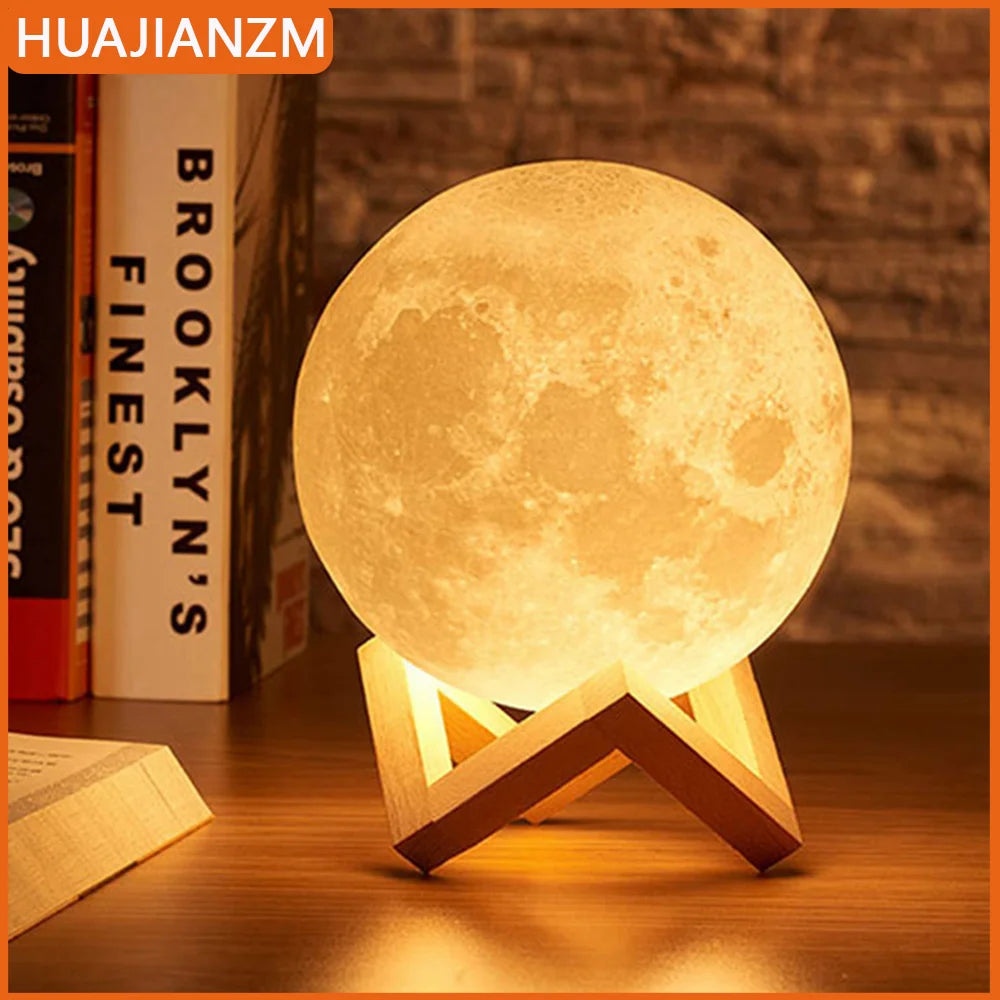 Moon Lamp LED Night Light Battery Powered With Stand