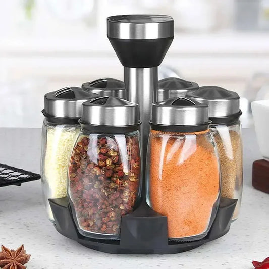 Rotating Spice Bottle Set Glass