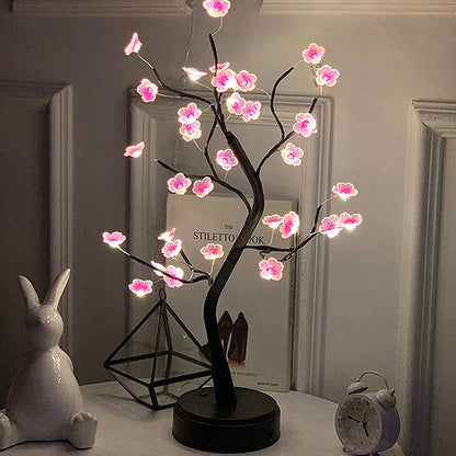 Cherry Blossom Bonsai Tree Night Light USB/Battery Powered Touch Switch