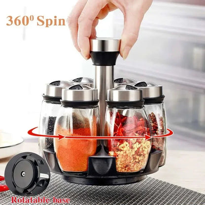 Rotating Spice Bottle Set Glass