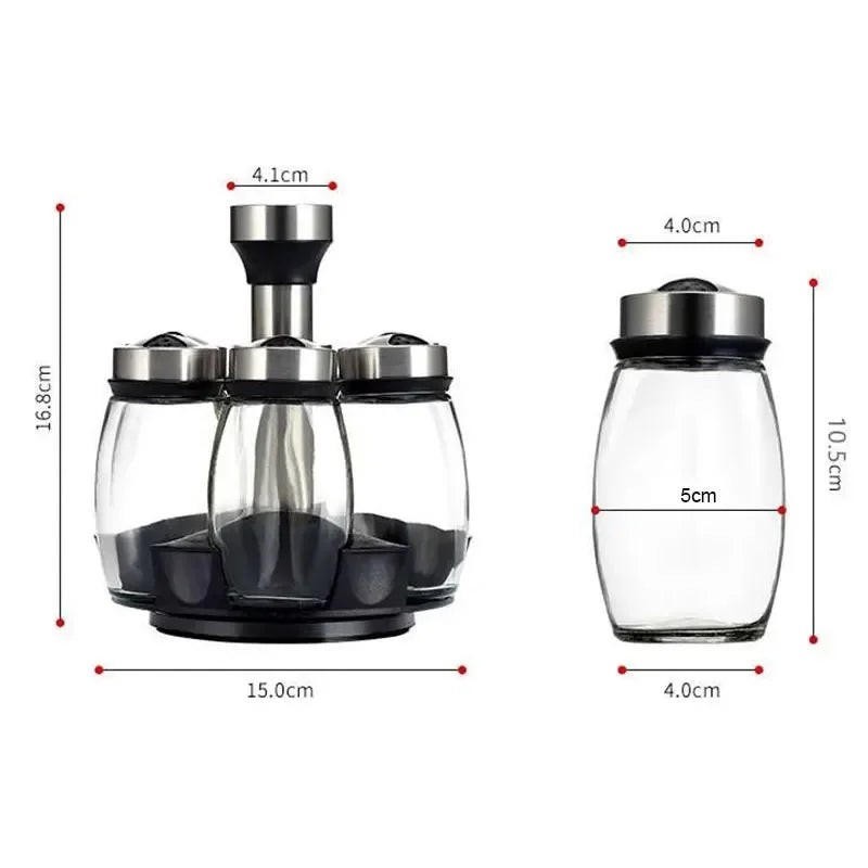 Rotating Spice Bottle Set Glass