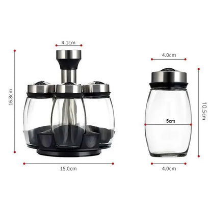 Rotating Spice Bottle Set Glass
