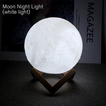 Moon Lamp LED Night Light Battery Powered With Stand