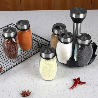 Rotating Spice Bottle Set Glass