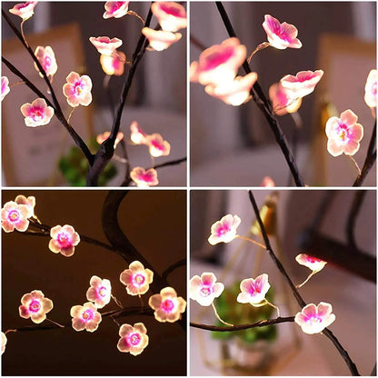 Cherry Blossom Bonsai Tree Night Light USB/Battery Powered Touch Switch
